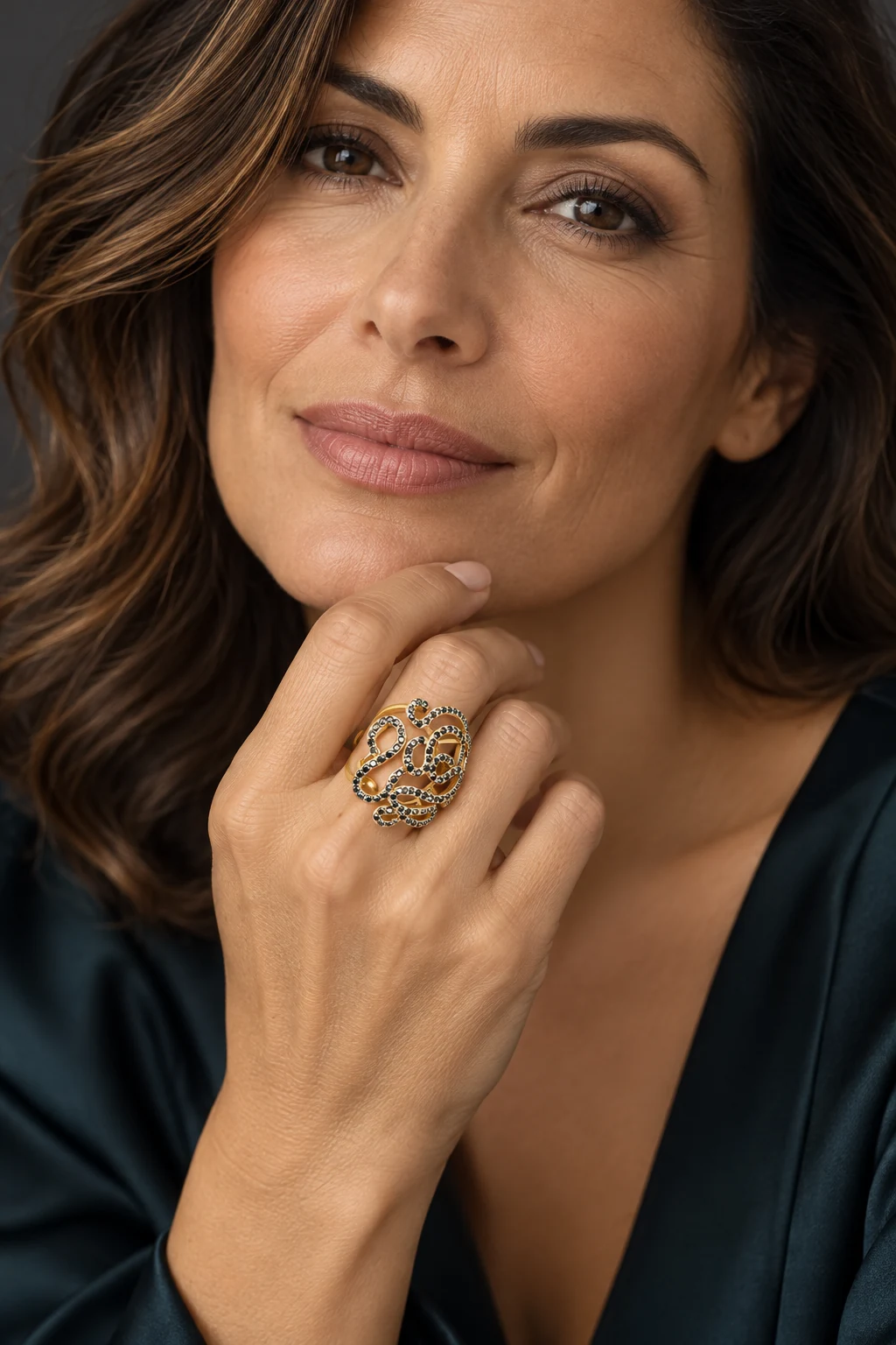 The Sylvie Jardin Black Ring worn on a model — AI-generated styling preview