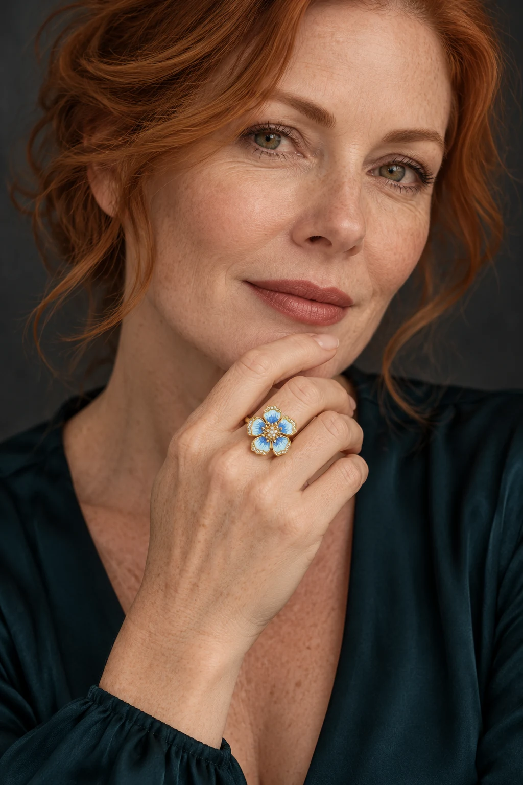 The Agathe Reverie Ring worn on a model — AI-generated styling preview