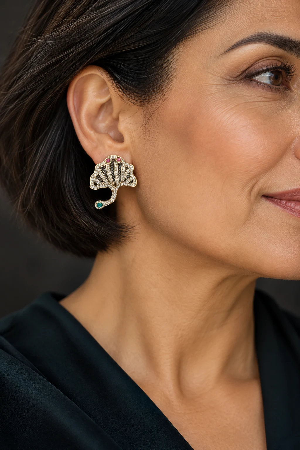 The Éveline Muse Earrings worn on a model — AI-generated styling preview