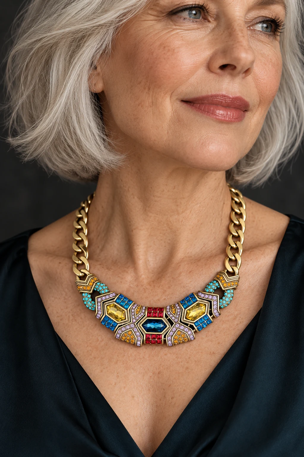 The Alice Rhapsody Necklace worn on a model — AI-generated styling preview