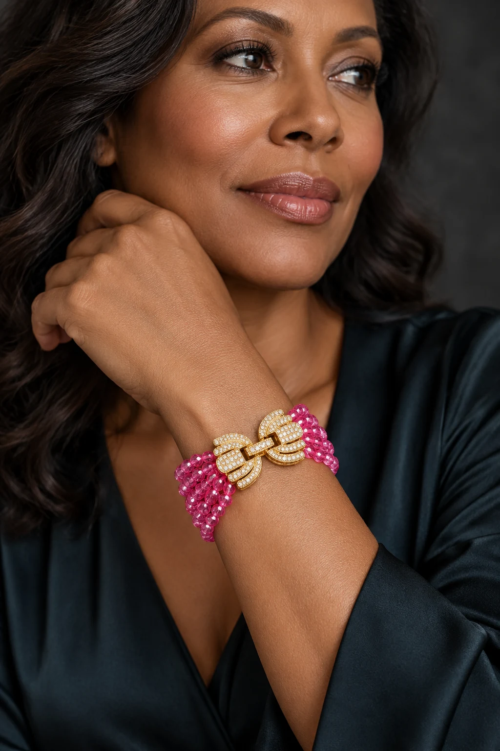 The Angélique Sonata Bracelet worn on a model — AI-generated styling preview