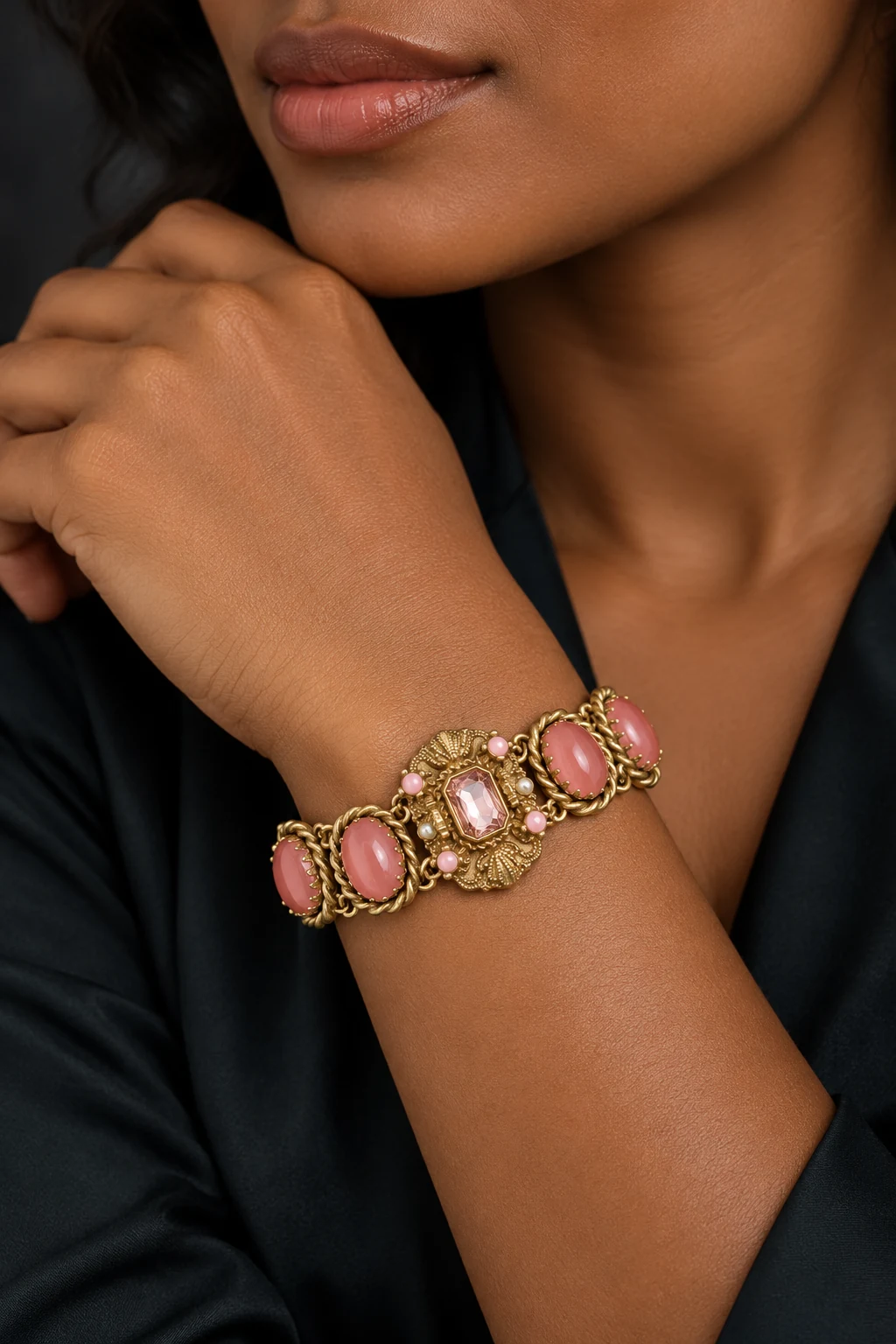 The Béatrice Romance Bracelet worn on a model — AI-generated styling preview