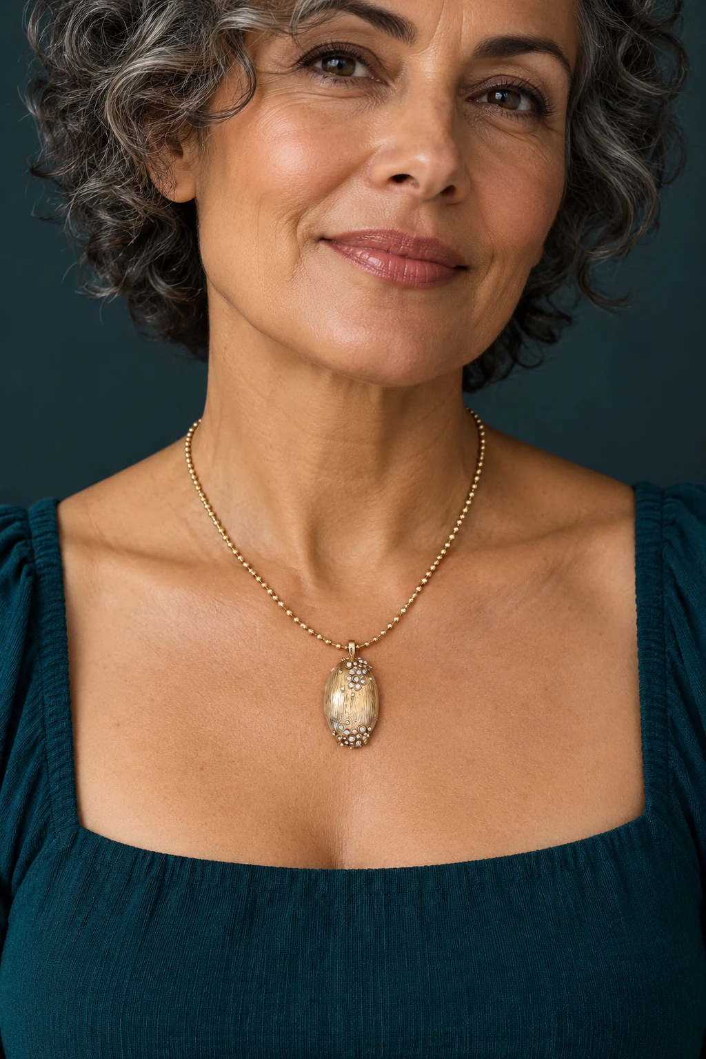 The Pénélope Reverie Necklace worn on a model — AI-generated styling preview