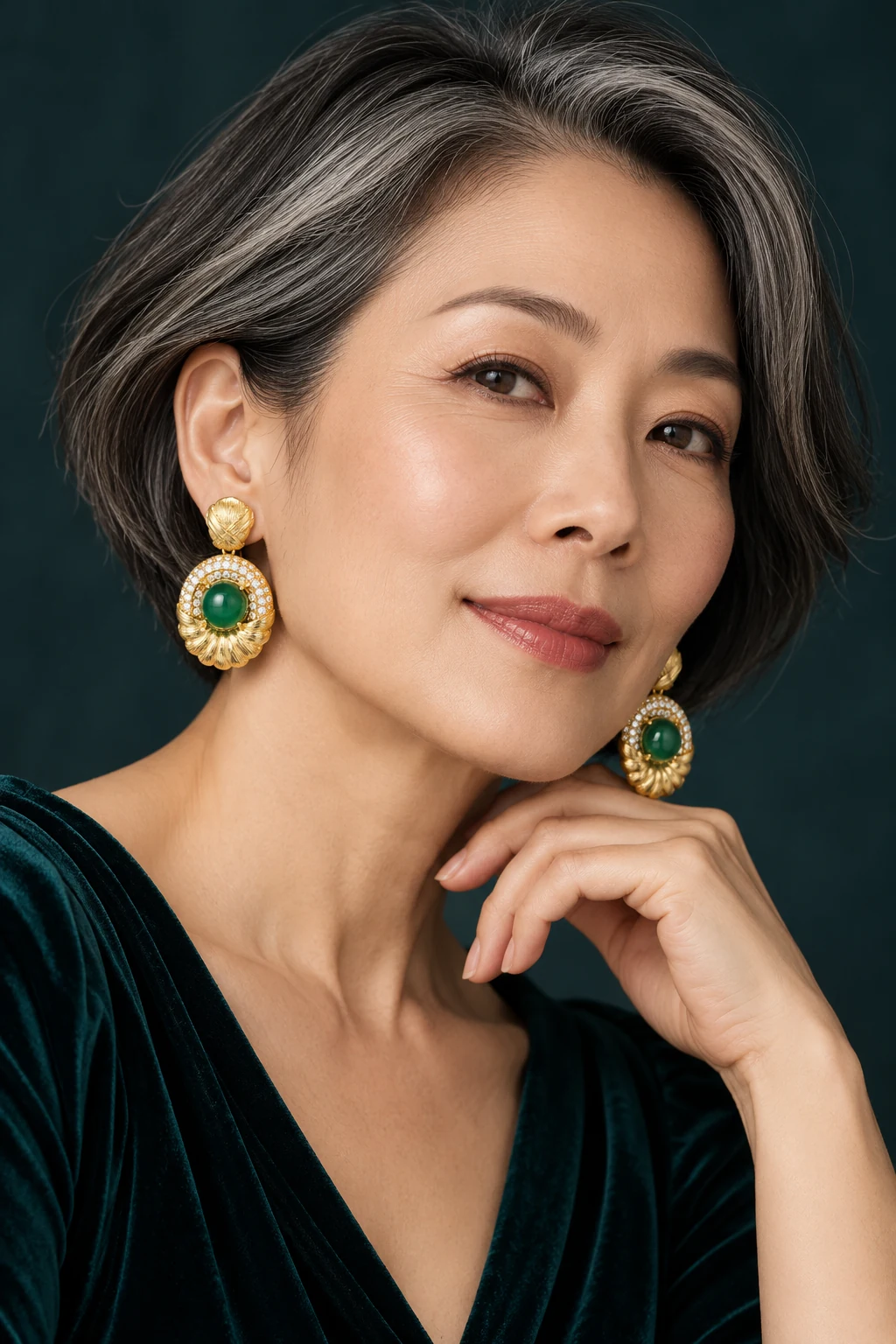 The Roxane Poème Earrings worn on a model — AI-generated styling preview
