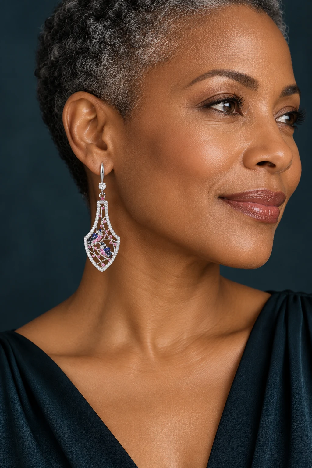 The Arielle Romance Earrings worn on a model — AI-generated styling preview