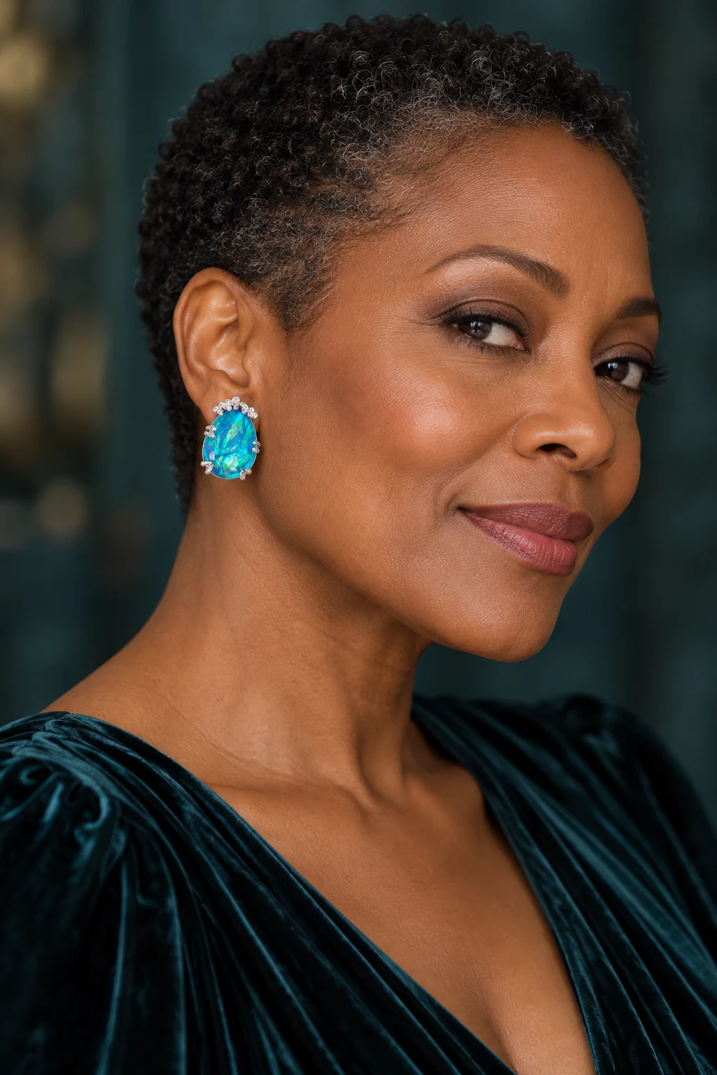 The Clarisse Arabesque Earrings worn on a model — AI-generated styling preview