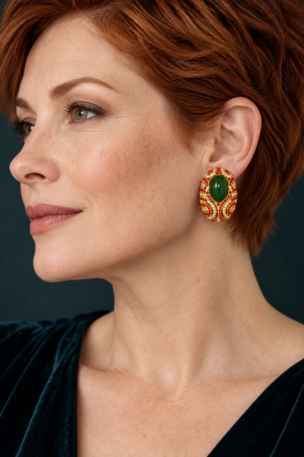 The Margaux Jardin Gold-Tone Earrings worn on a model — AI-generated styling preview