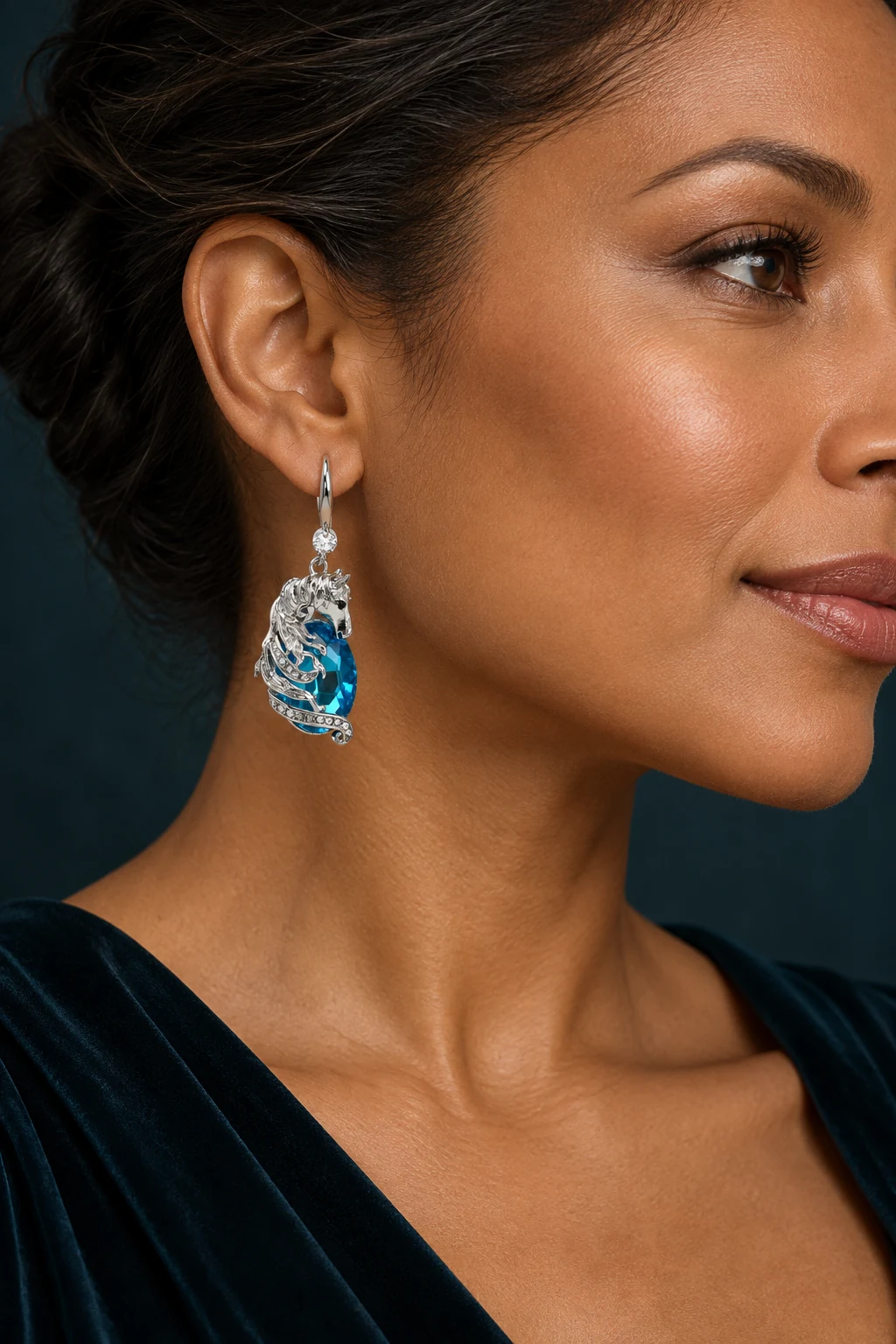 The Vivienne Muse Earrings worn on a model — AI-generated styling preview