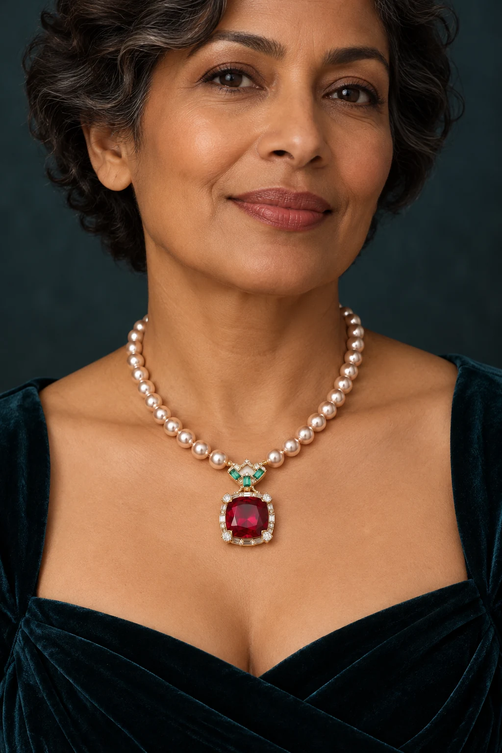 The Félicie Sonnet Necklace worn on a model — AI-generated styling preview