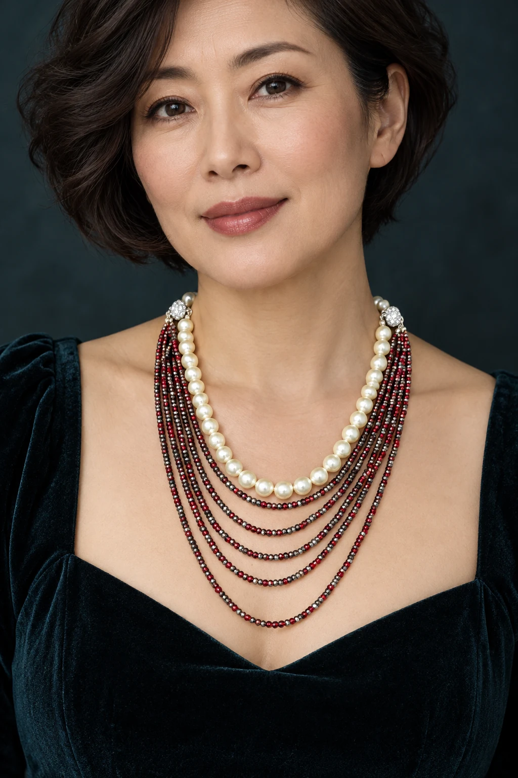The Velvet Rose Necklace worn on a model — AI-generated styling preview