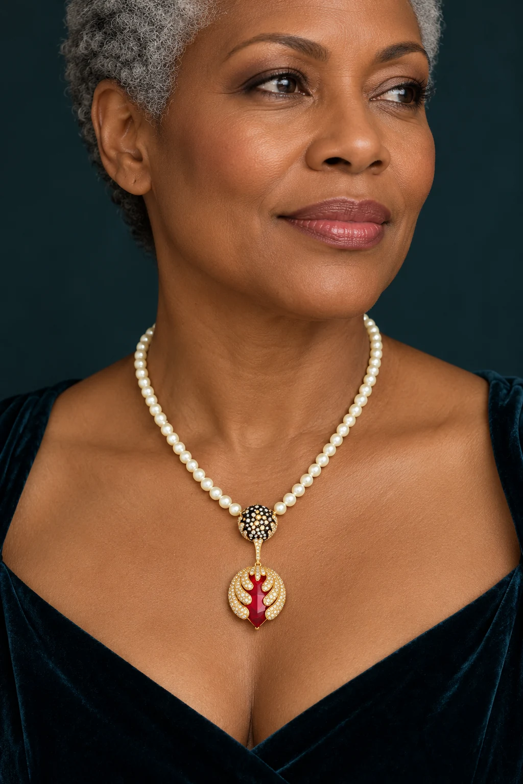 The Madeleine Reverie Necklace worn on a model — AI-generated styling preview