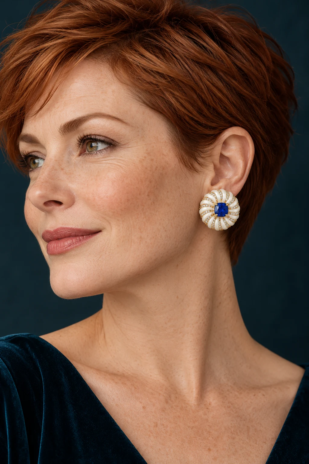 The Diane Serenade Earrings worn on a model — AI-generated styling preview