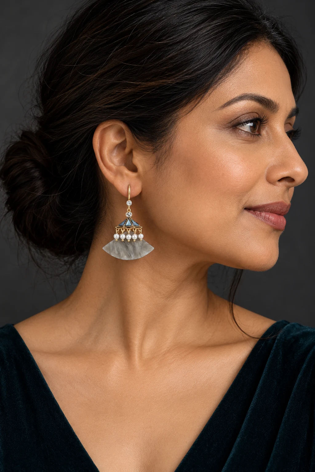 The Léa Jardin Earrings worn on a model — AI-generated styling preview