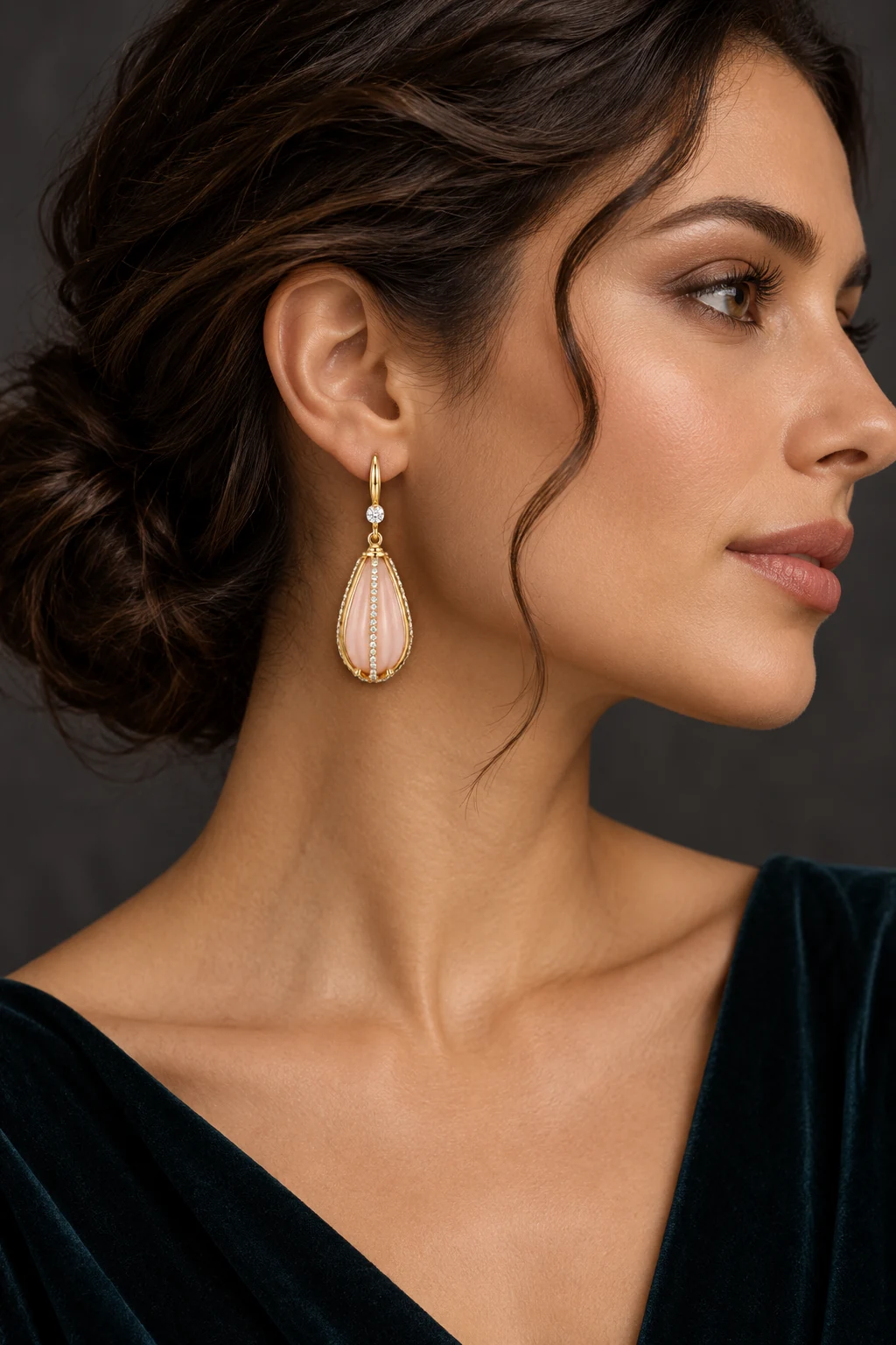 The Émilie Promenade Earrings worn on a model — AI-generated styling preview