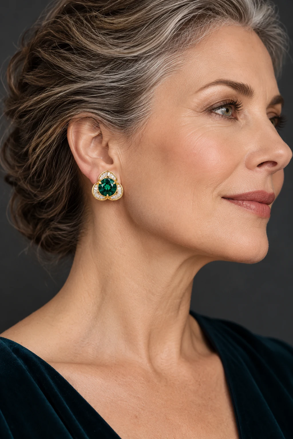 The Marceline Promenade Earrings worn on a model — AI-generated styling preview