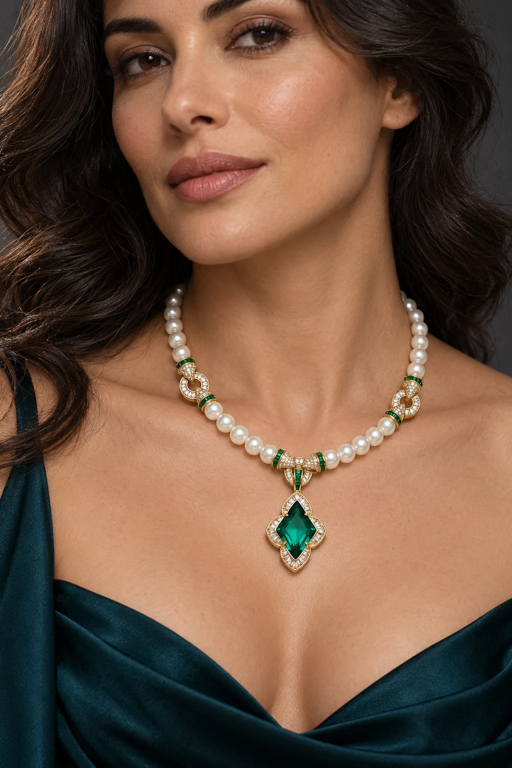 The Marceline Promenade Necklace worn on a model — AI-generated styling preview