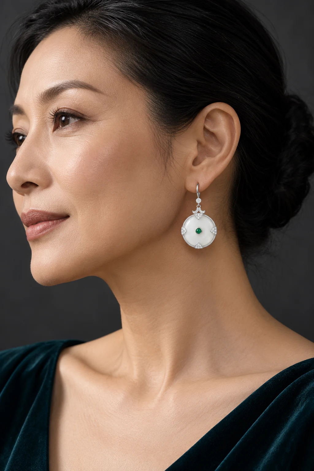 The Camille Sonata Earrings worn on a model — AI-generated styling preview