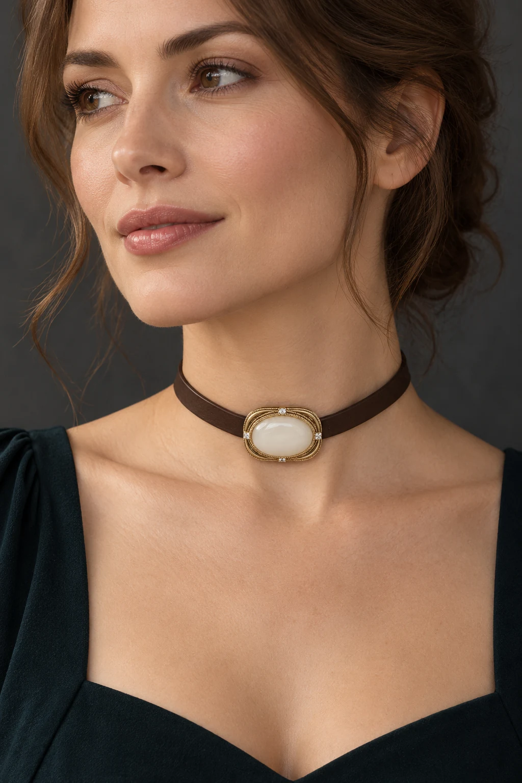 The Joséphine Jardin Necklace worn on a model — AI-generated styling preview