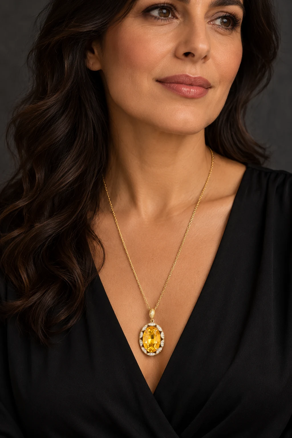 The Arielle Nocturne Necklace worn on a model — AI-generated styling preview