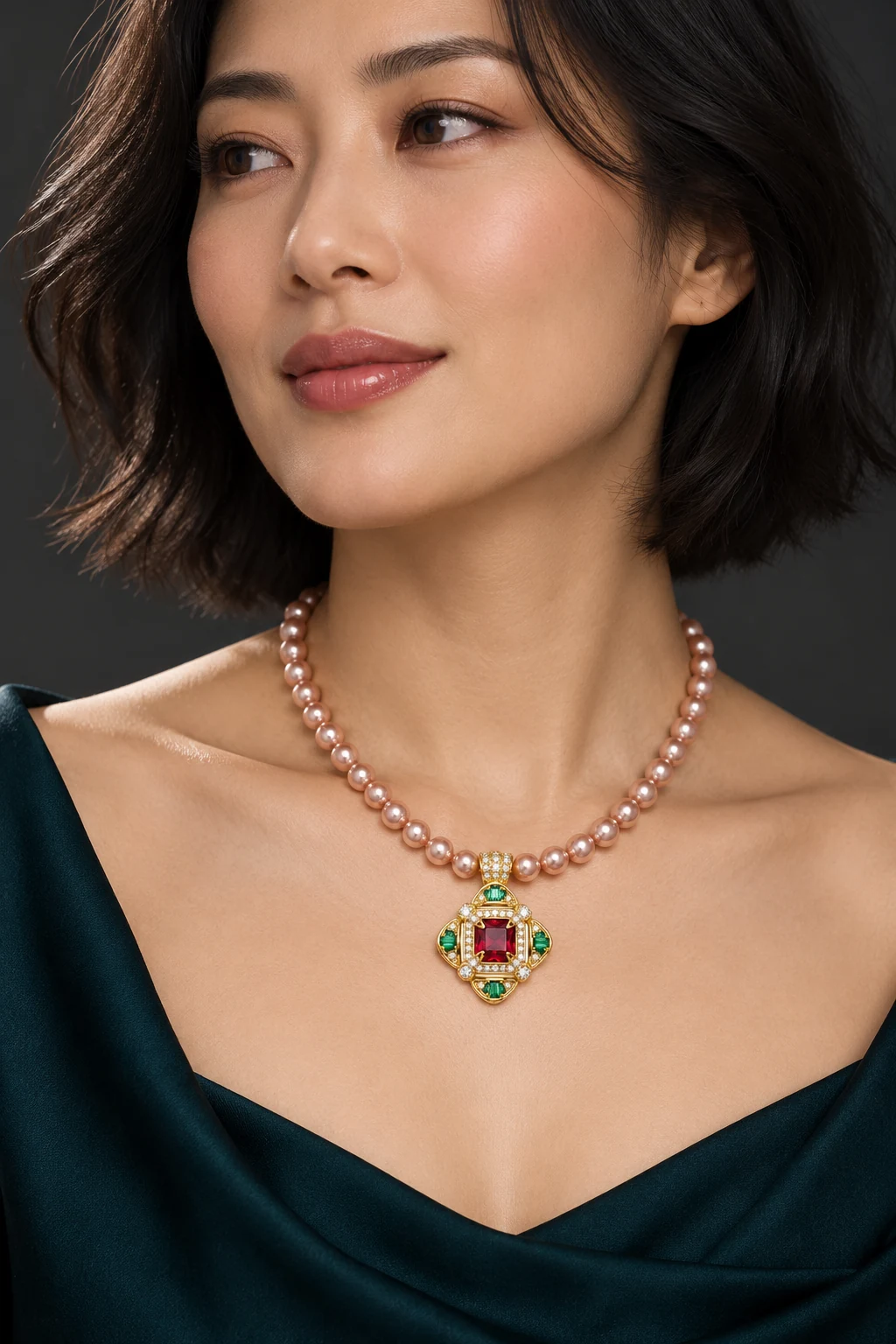 The Astrid Romance Necklace worn on a model — AI-generated styling preview