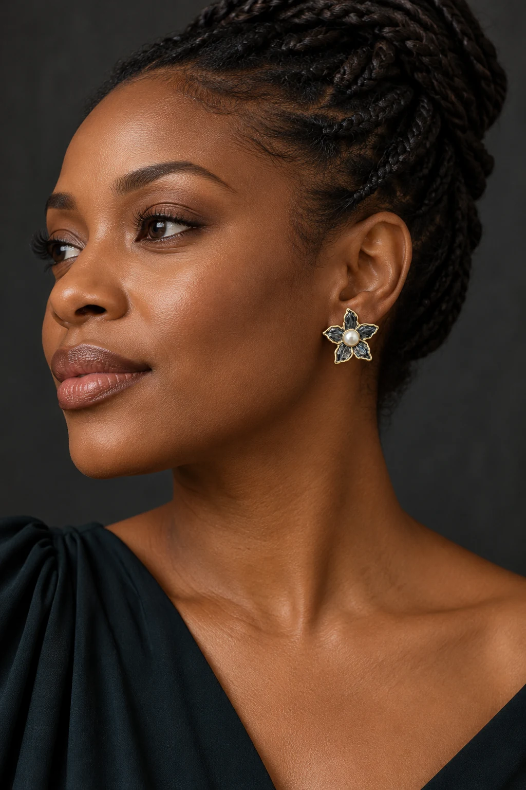 The Léa Éclat Earrings worn on a model — AI-generated styling preview