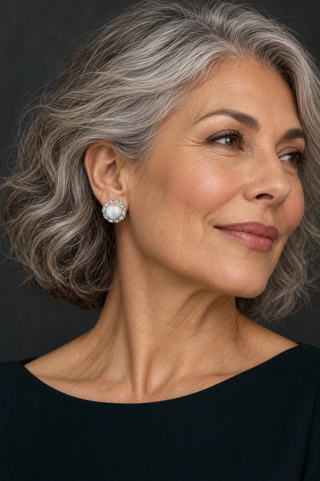 The Louise Fleur White Earrings worn on a model — AI-generated styling preview