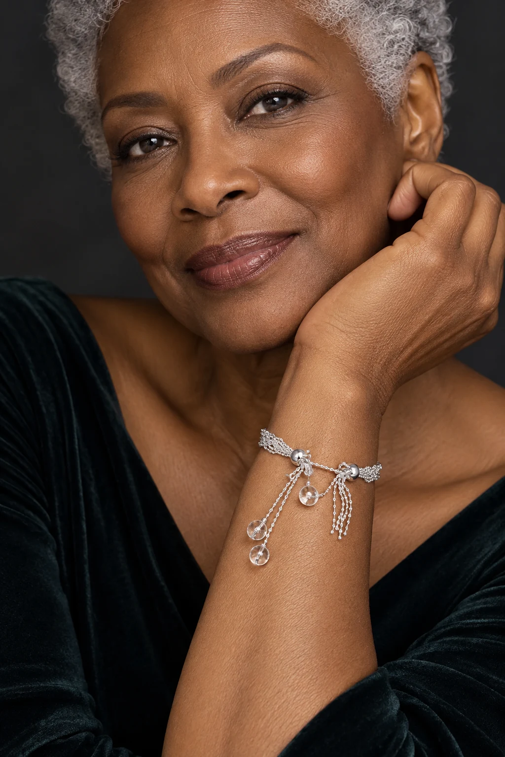 The Clarisse Serenade Bracelet worn on a model — AI-generated styling preview