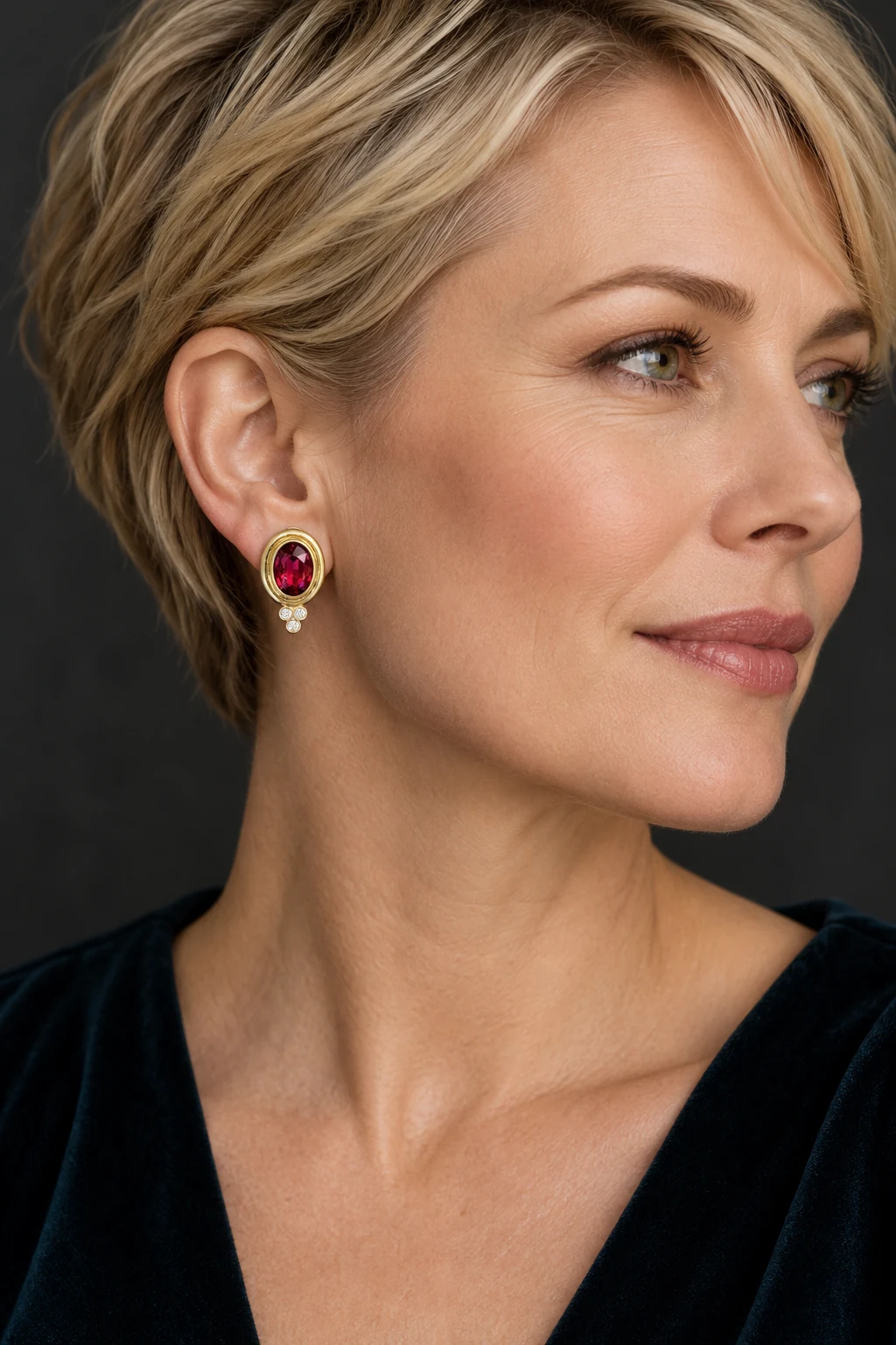 The Noémie Romance Earrings worn on a model — AI-generated styling preview