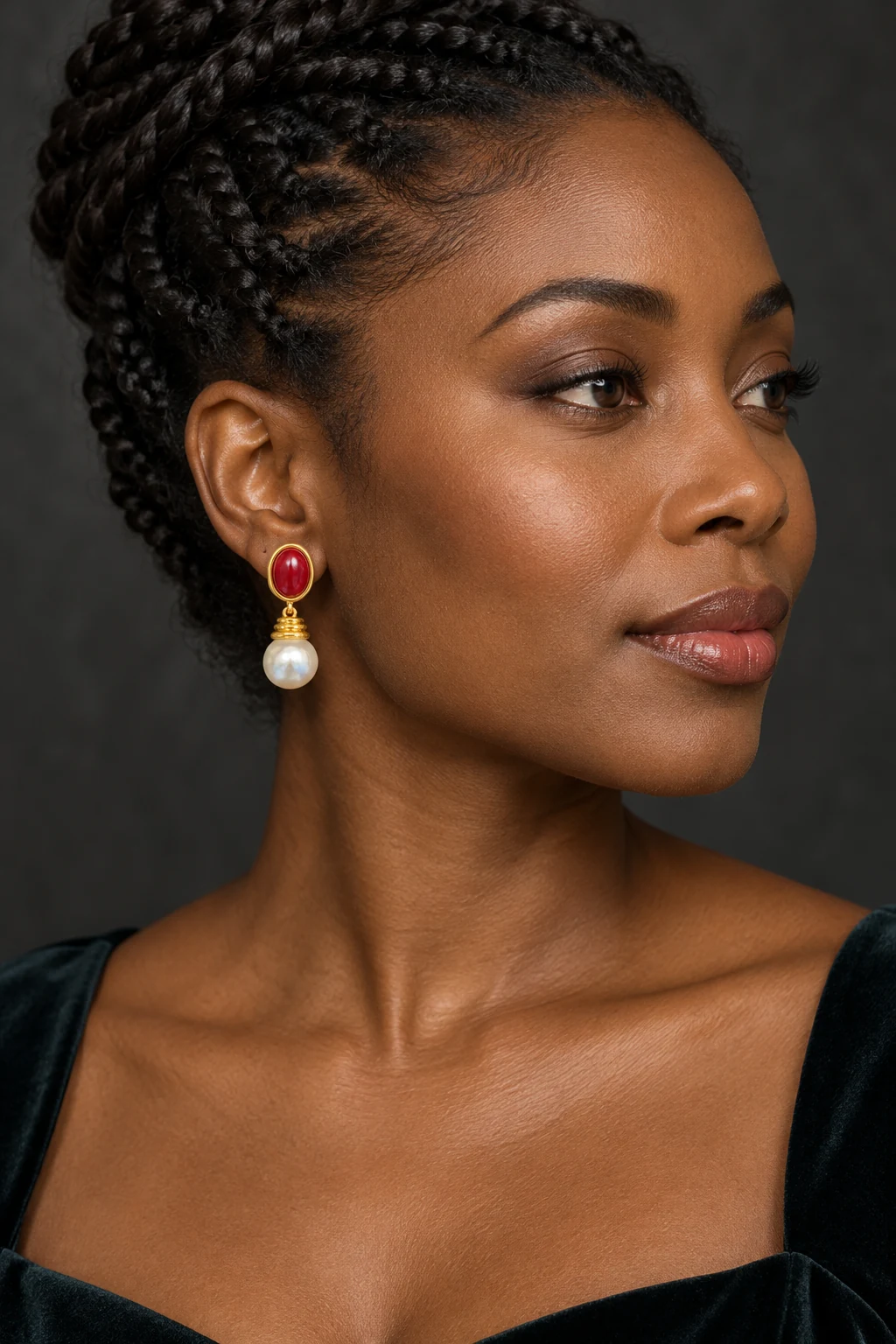 The Margaux Éclat Earrings worn on a model — AI-generated styling preview