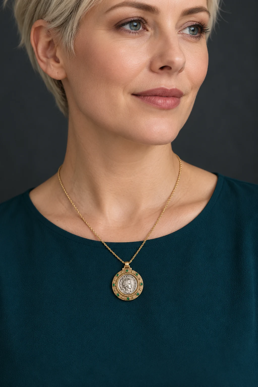 The Isabelle Serenade Necklace worn on a model — AI-generated styling preview