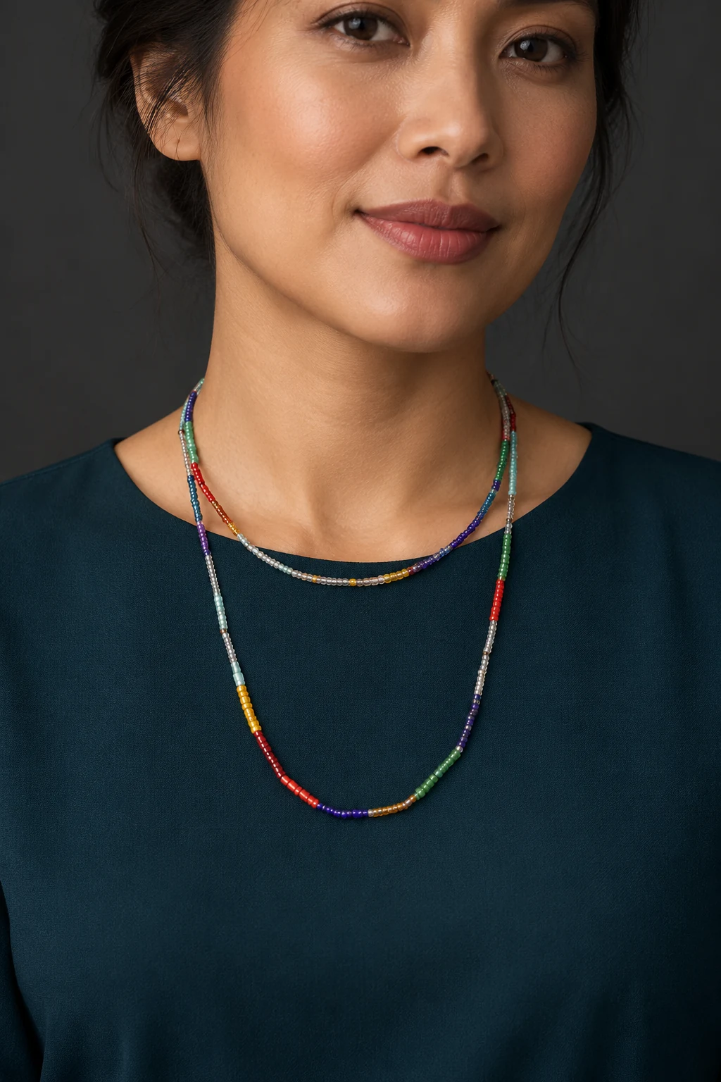 The Iris Romance Necklace worn on a model — AI-generated styling preview