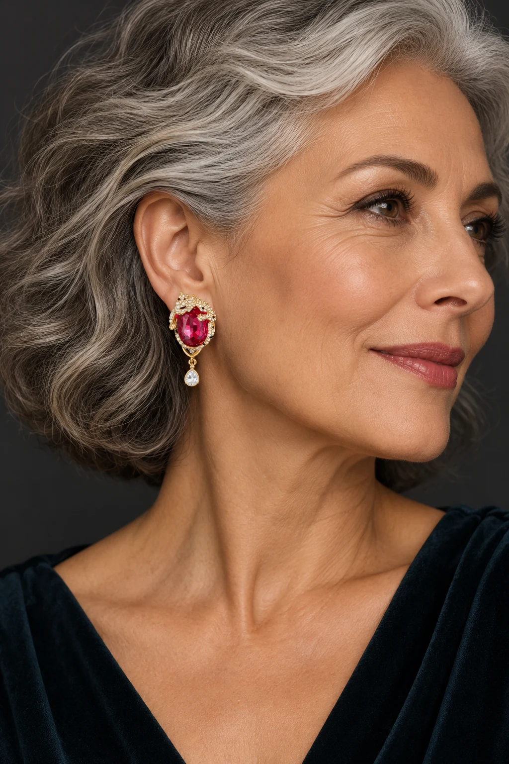 The Renée Éclat Earrings worn on a model — AI-generated styling preview