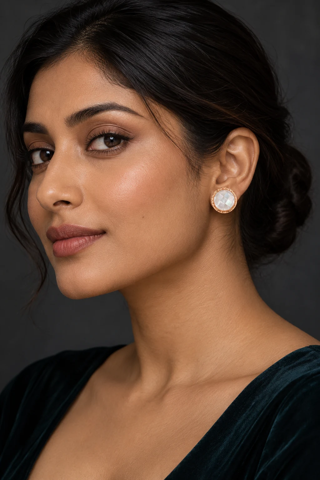 The Élodie Éclat Earrings worn on a model — AI-generated styling preview