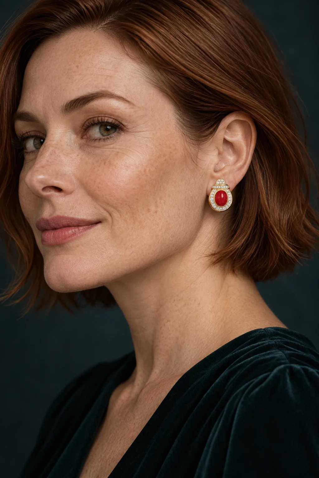 The Maëlle Arabesque Earrings worn on a model — AI-generated styling preview
