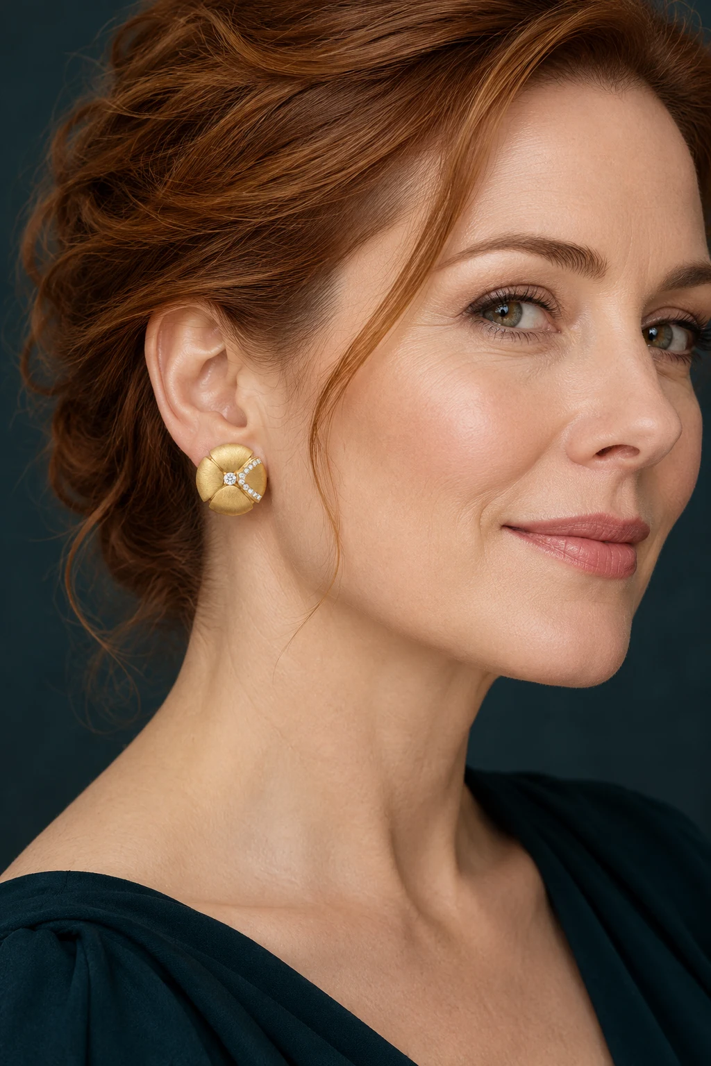 The Delphine Muse Earrings worn on a model — AI-generated styling preview
