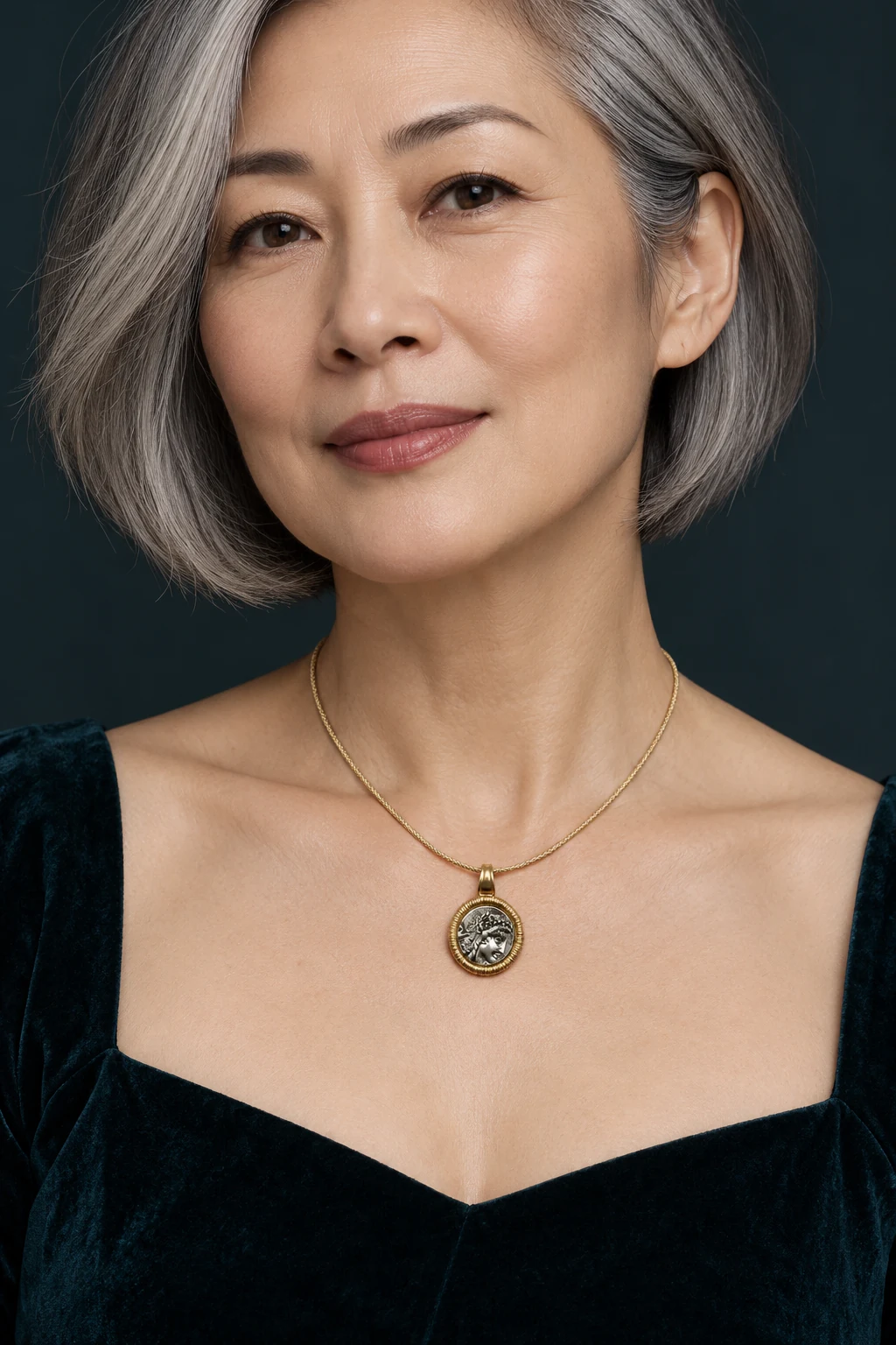 The Véronique Nocturne Necklace worn on a model — AI-generated styling preview