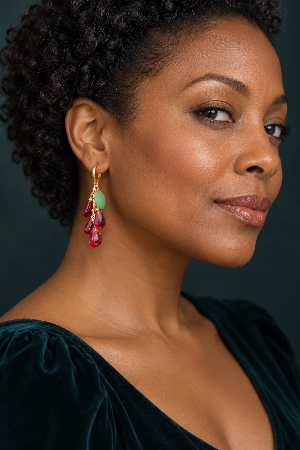 The Bérénice Waltz Earrings worn on a model — AI-generated styling preview