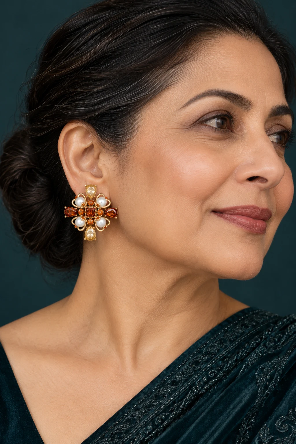The Arielle Sonata Earrings worn on a model — AI-generated styling preview