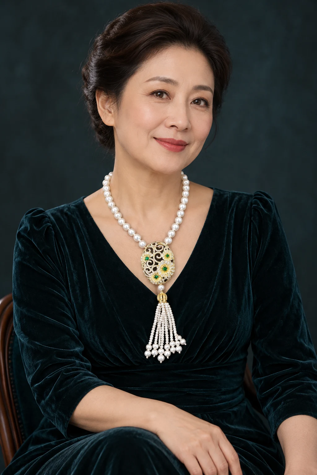 The Alba Nocturne Necklace worn on a model — AI-generated styling preview