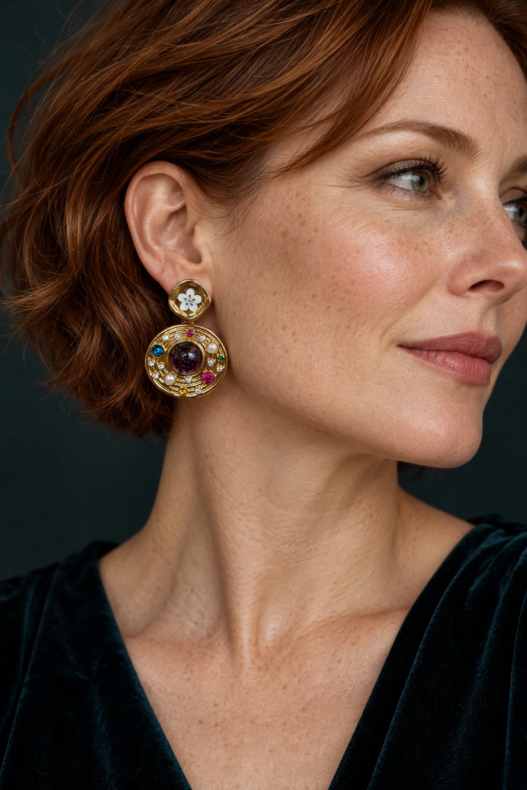 The Lilou Serenade White Earrings worn on a model — AI-generated styling preview