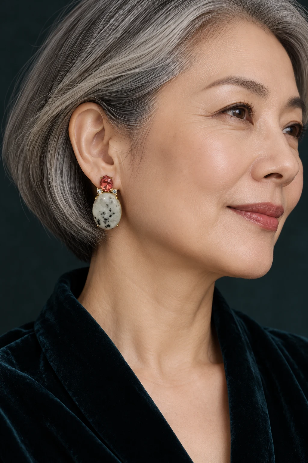 The Claudine Rhapsody Earrings worn on a model — AI-generated styling preview