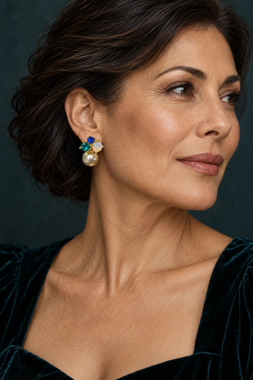 The Adrienne Poème Earrings worn on a model — AI-generated styling preview