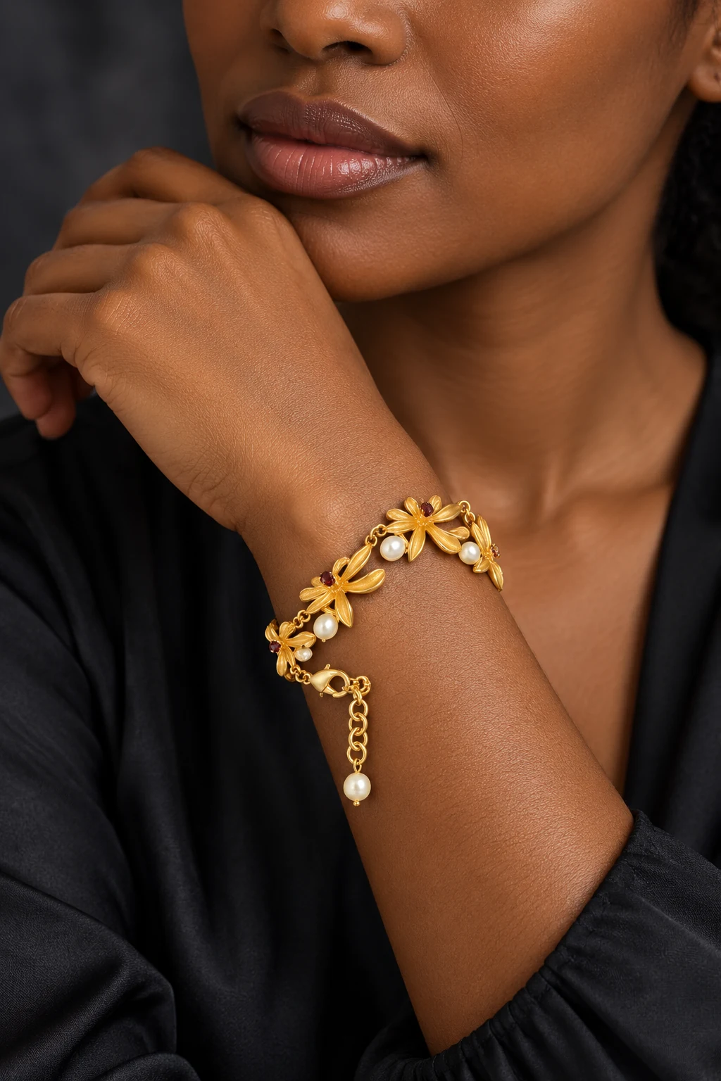 The Clarisse Sonnet Bracelet worn on a model — AI-generated styling preview