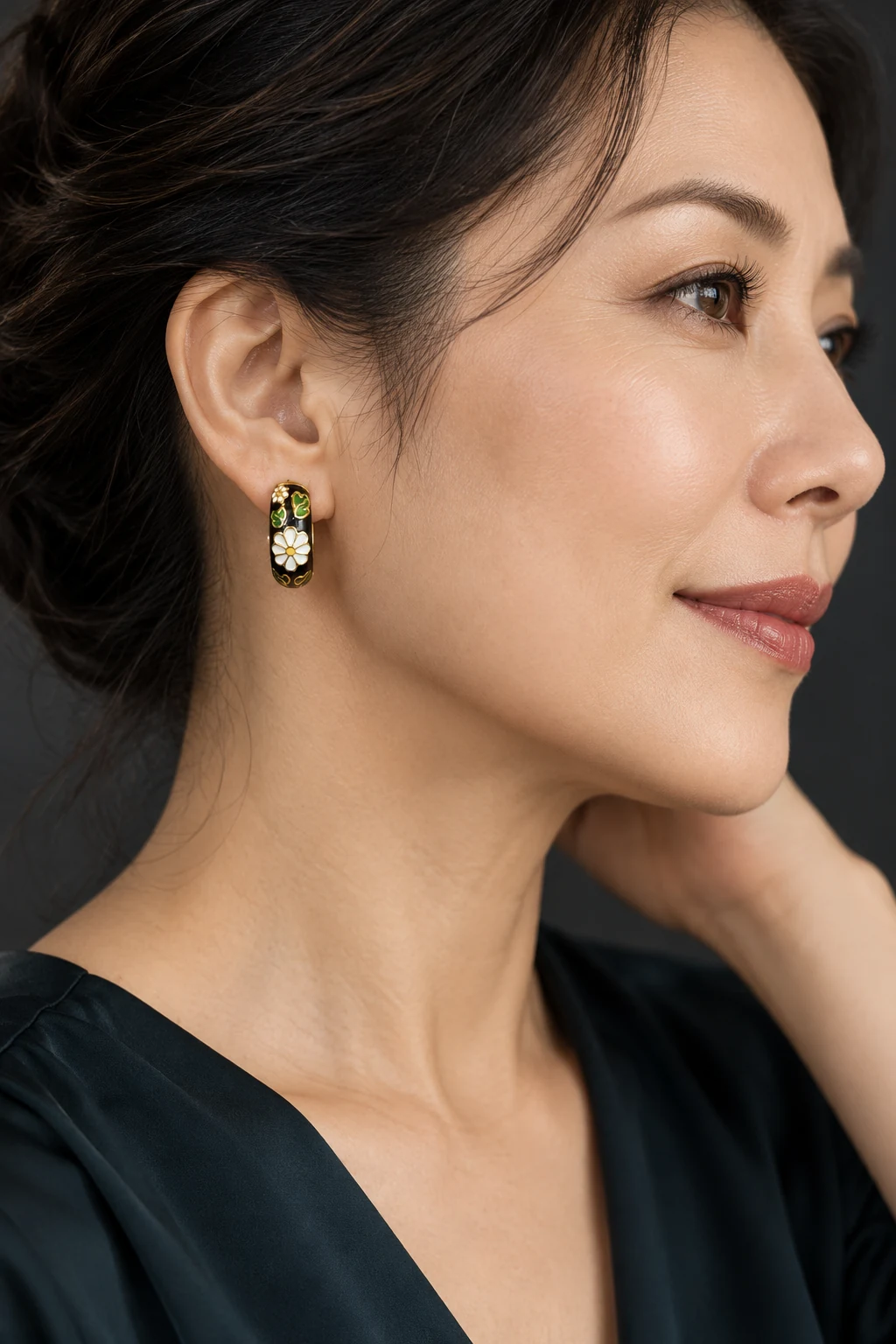 The Béatrice Rhapsody Earrings worn on a model — AI-generated styling preview