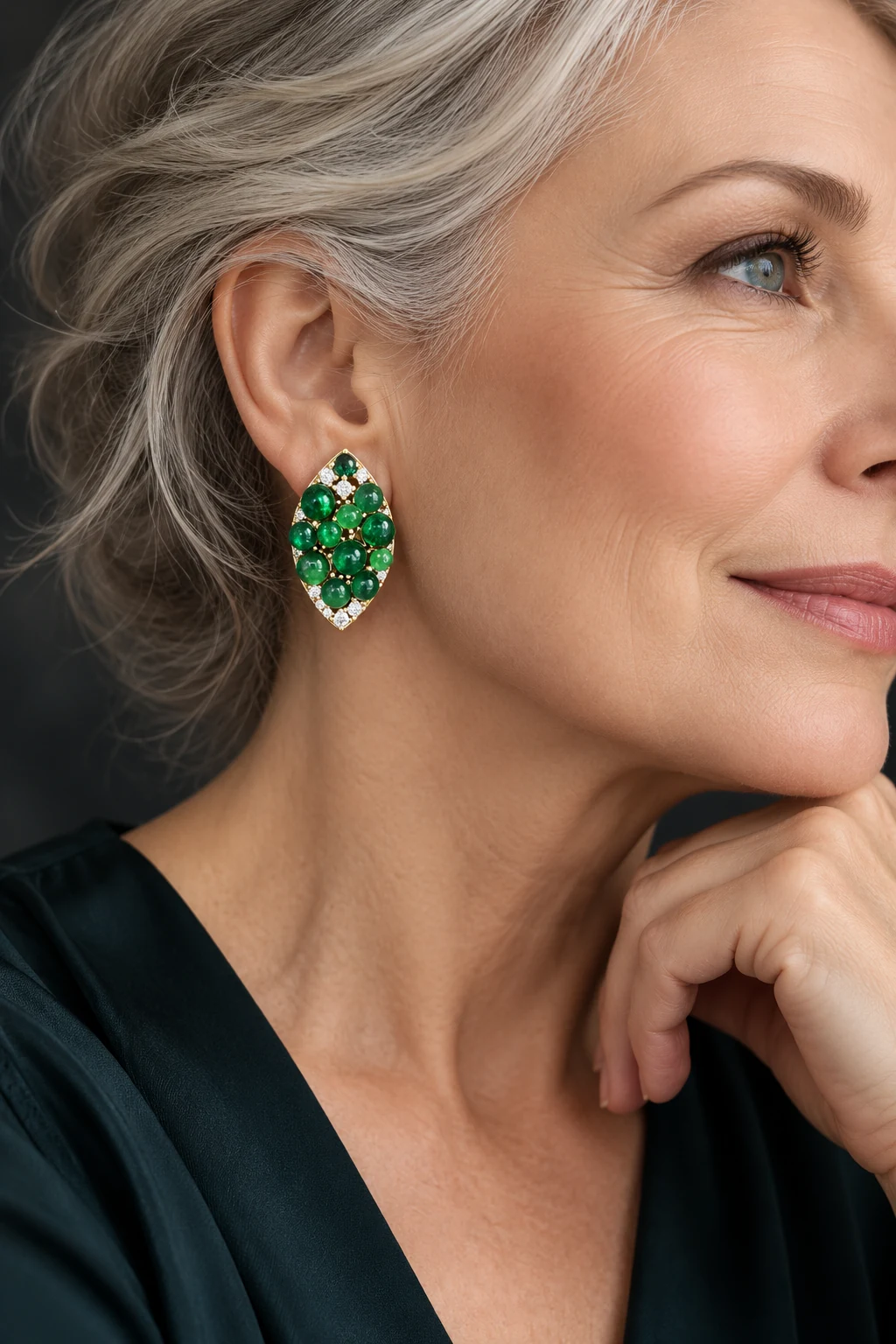 The Lise Nocturne Earrings worn on a model — AI-generated styling preview