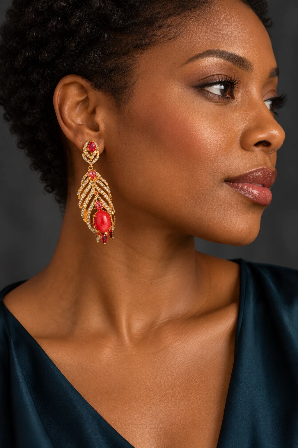 The Lise Sonnet Earrings worn on a model — AI-generated styling preview