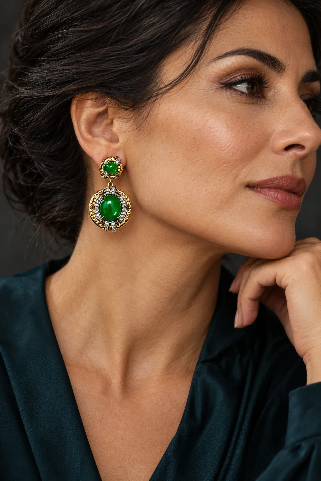 The Élise Fable Earrings worn on a model — AI-generated styling preview