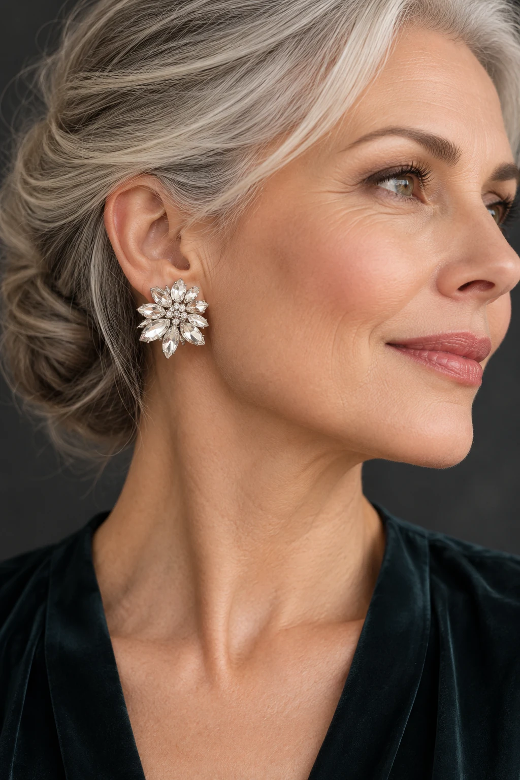 The Astrid Poème Earrings worn on a model — AI-generated styling preview
