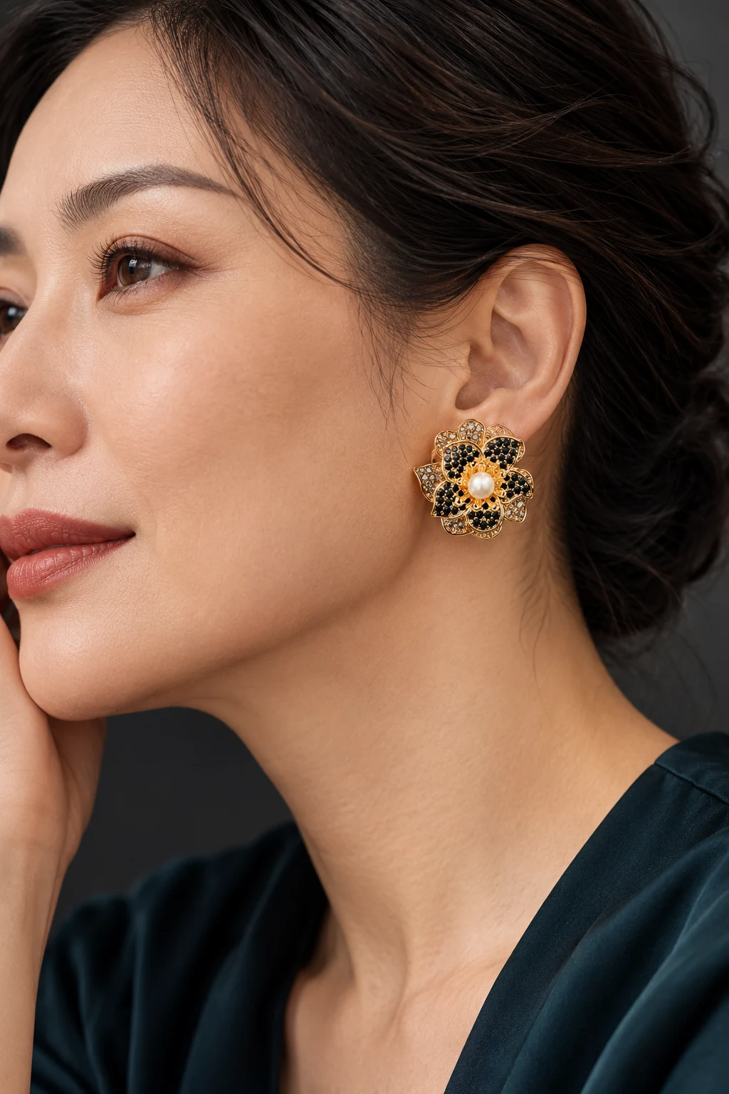 The Éveline Serenade Earrings worn on a model — AI-generated styling preview