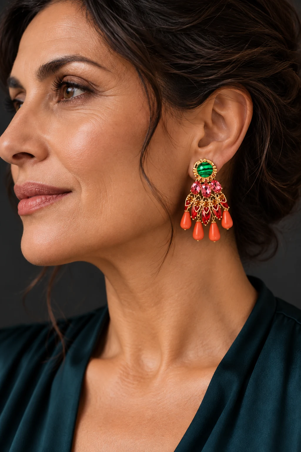 The Sabine Fable Earrings worn on a model — AI-generated styling preview
